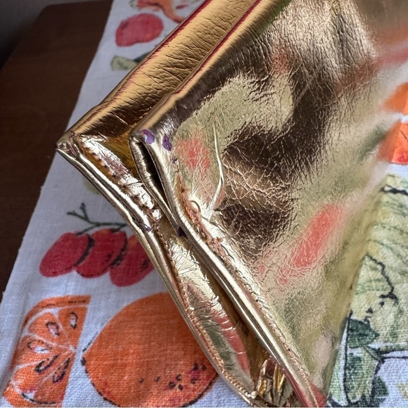 Vintage gold foil snap closure clasp handbag